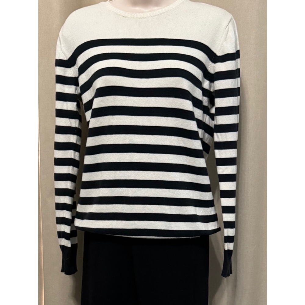 Barbour Pima Cotton Stripe Sweater Navy/Cream US Size 8/UK Size 12 - Picture 4 of 10